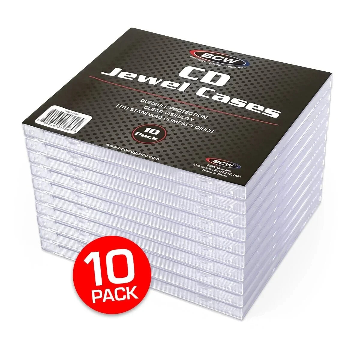 (10-Pack) BCW CD Jewel Cases - Crystal Clear Brand New Empty Compact Disc Cases