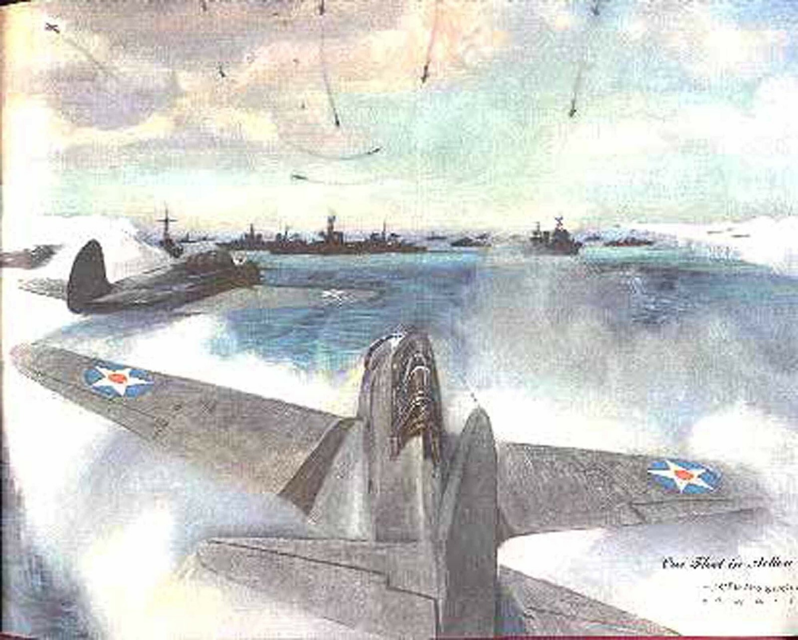 AMERICAN FLEET in HAWAII 1942 McCLELLAND BARCLAY ART FEATURE WORLD WAR II