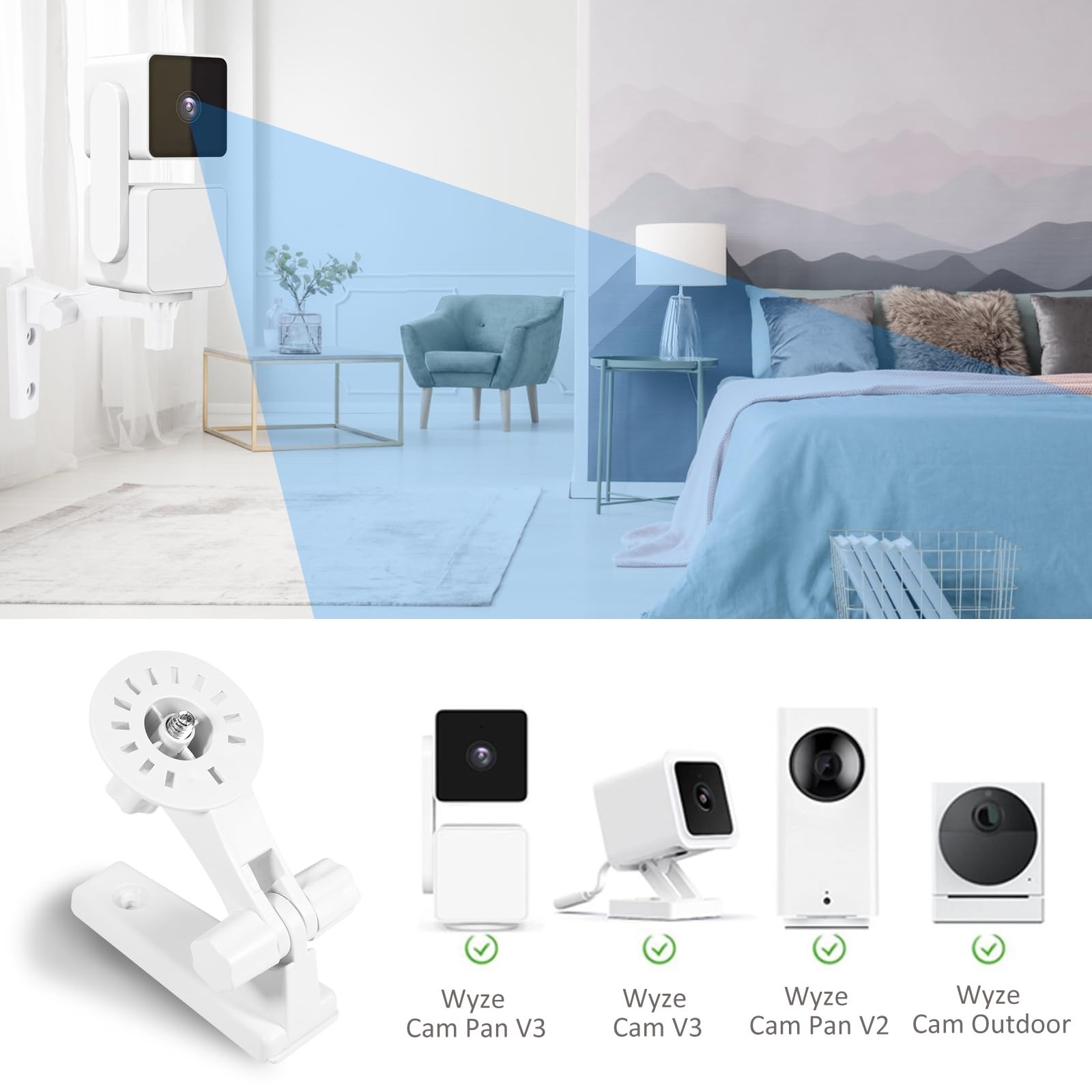 VIIVRIA 2-Pack Wall Mount, Specially Designed for Wyze Cam Pan V3, 180° white