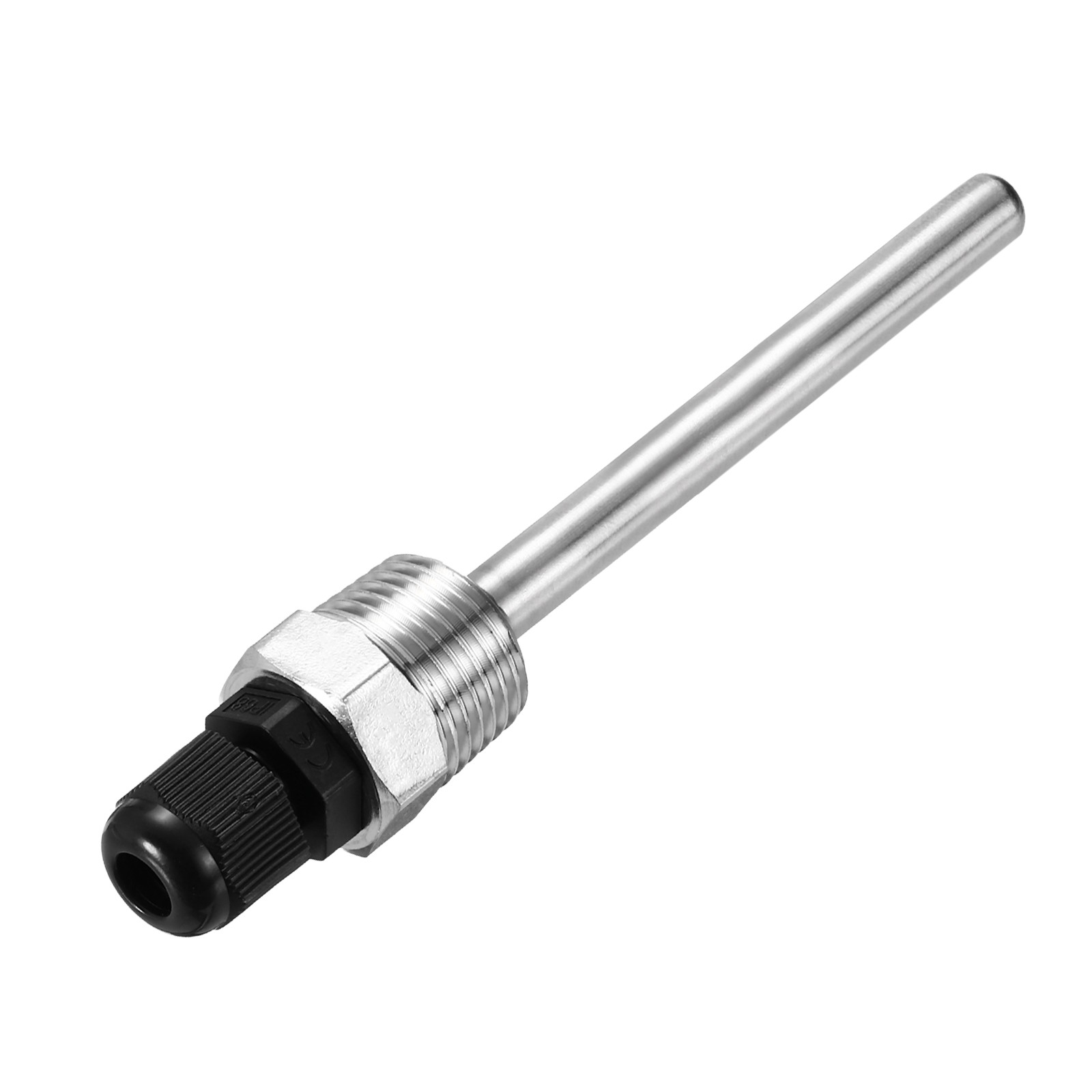 8mm Dia G1/2 Thermowell Weldless Stainless Steel 201 100mm Black