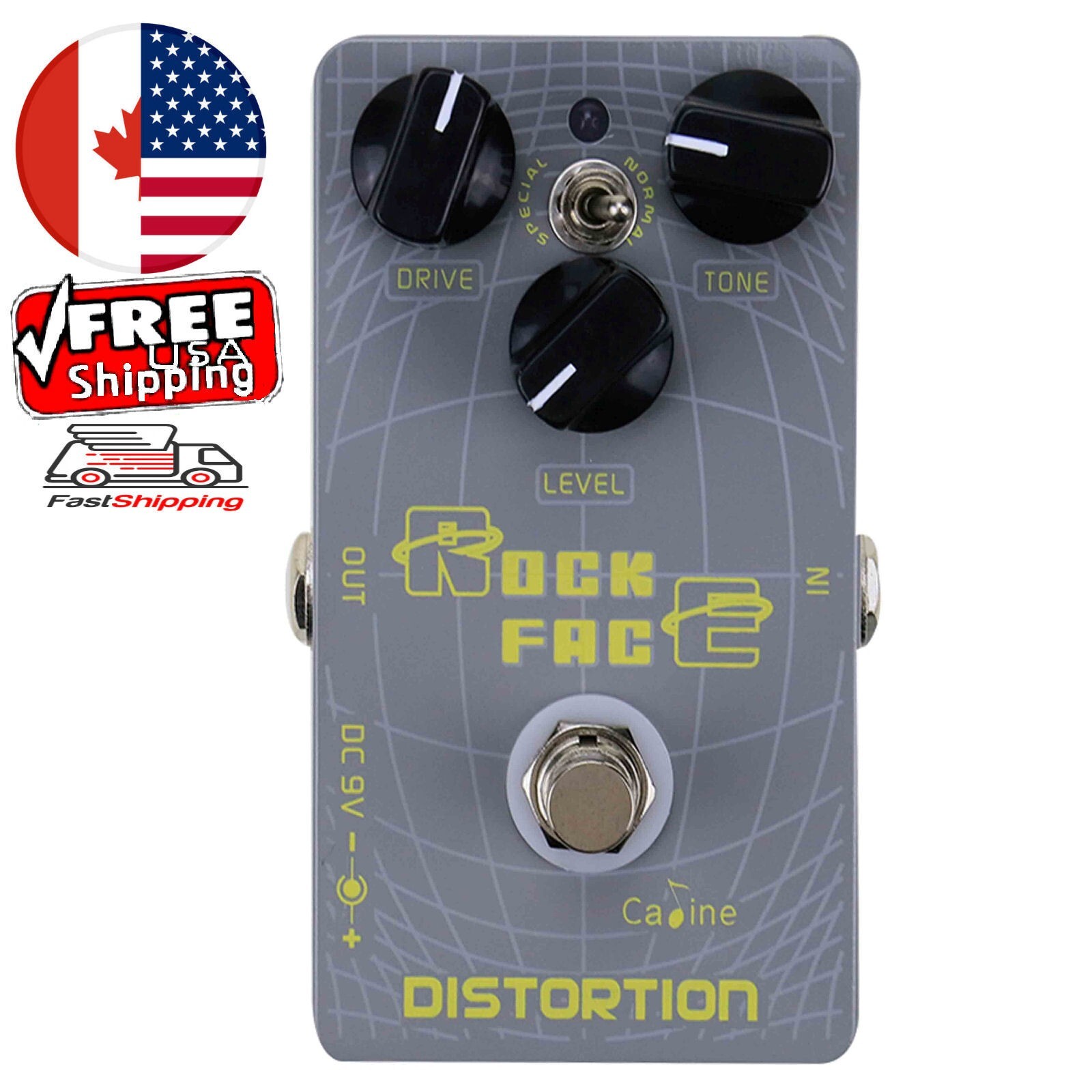 Caline CP-21 Rock Face DISTORTION Guitar Effect Pedal Aluminum Alloy Housing CA