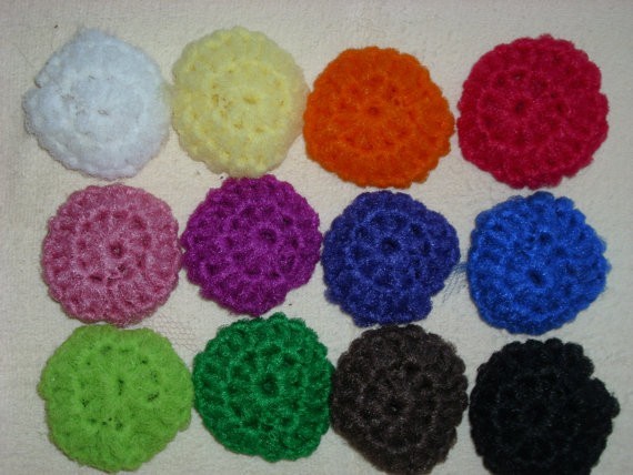 DOUBLE layer Nylon net pot SCRUBBIES, set of 6 many colors HANDMADE  approx 3 "