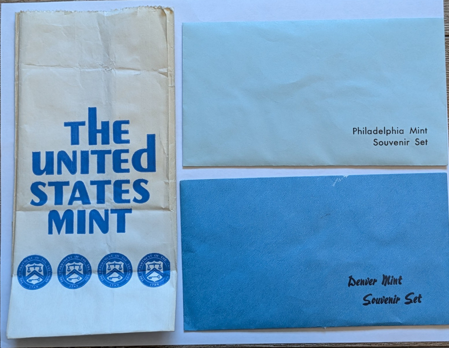 1982 P & D Uncirculated Souvenir Sets w/ Original Mint Packages plus Mint bag