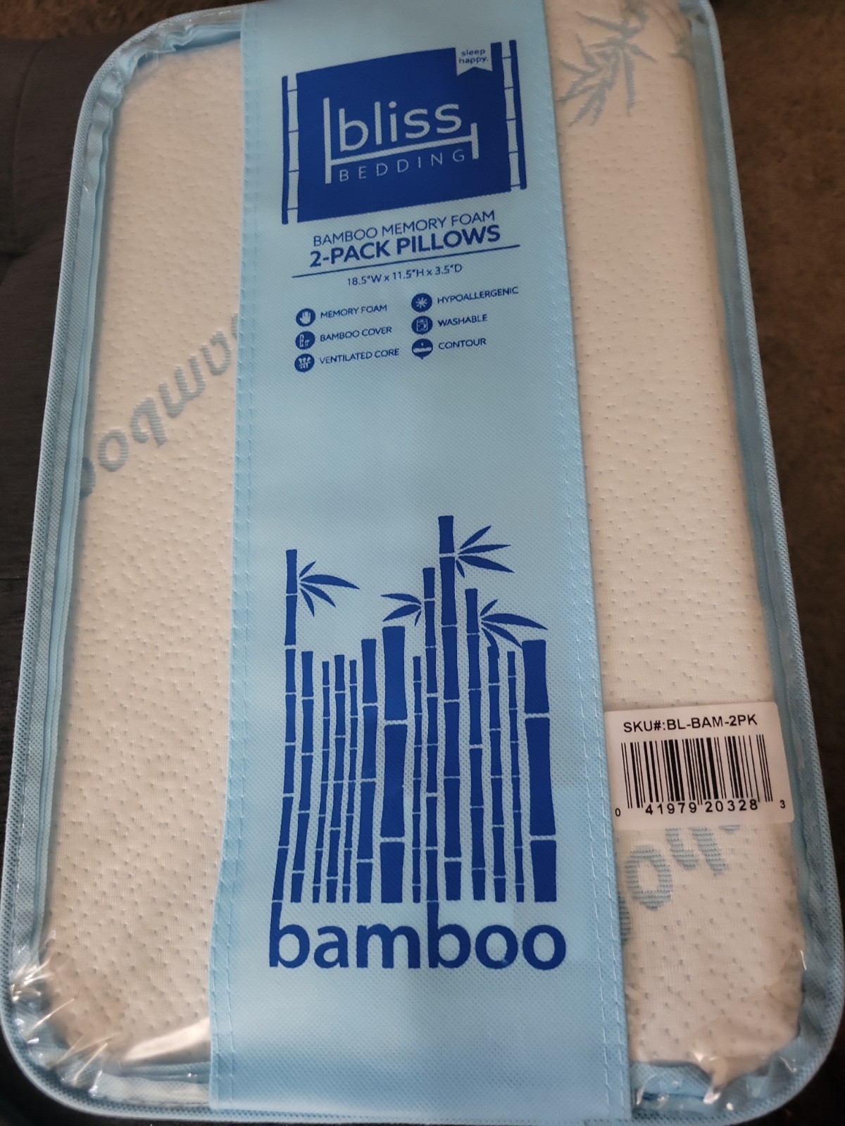 Bliss Bedding Bamboo Memory Foam 2-pack Pillows