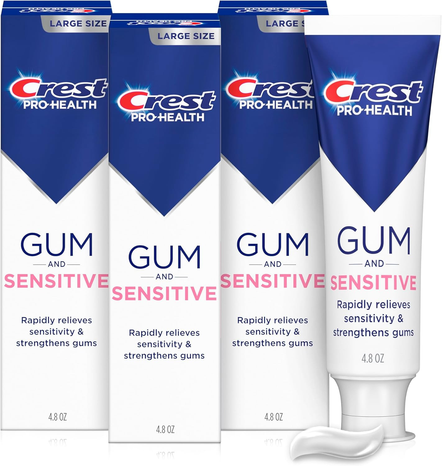 Crest Sensitive and Gum Toothpaste 4.8 Oz (3 Pack), Relieves Sensitivity, Streng