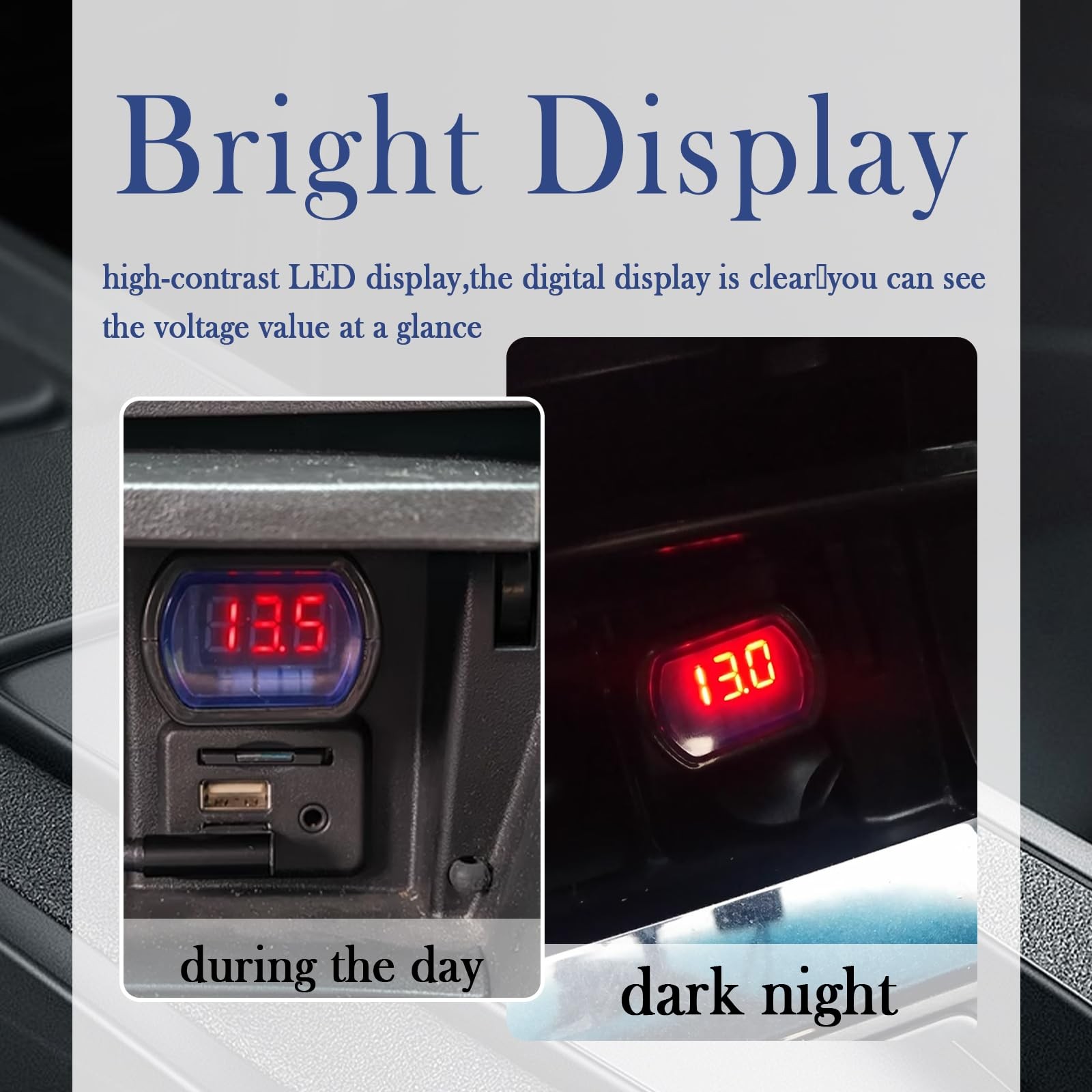 2PCS Car LED Cigarette Lighter Voltage Meter with Digital