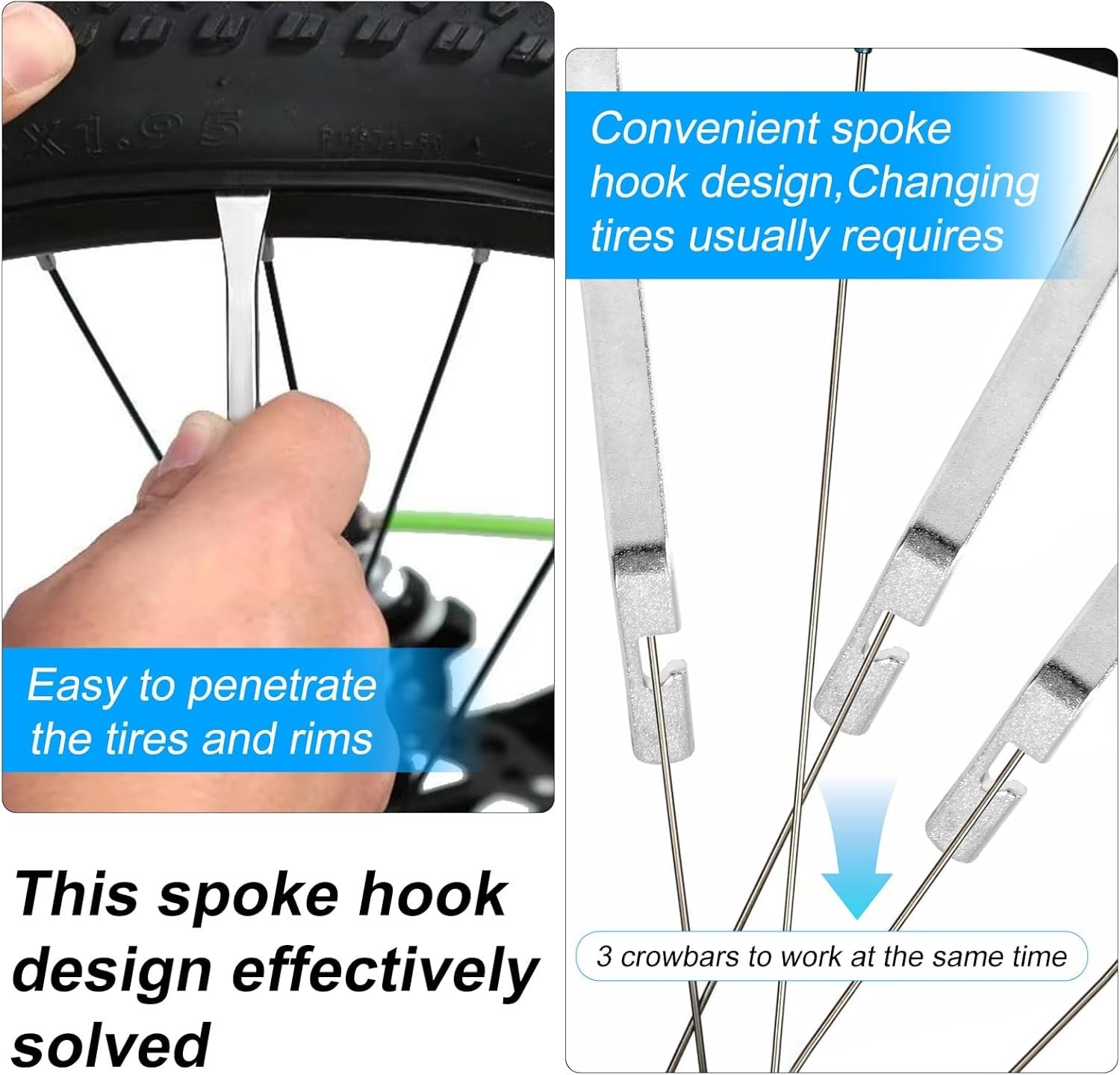 Minimalist Packaging 4pcs Stainless Steel Tire Pry Tools - Easy Storage Solution