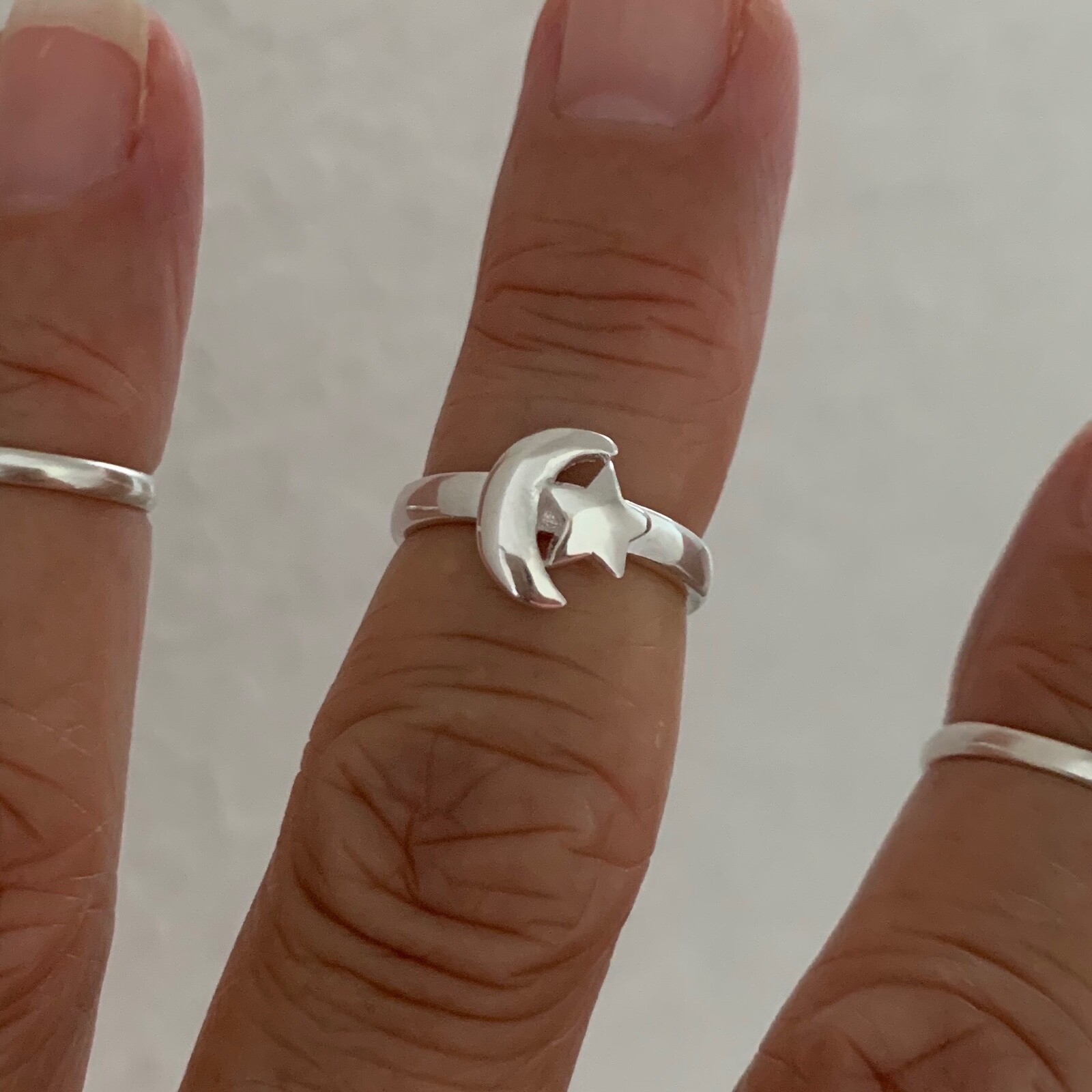Sterling Silver Moon and Star Toe Ring, Moon Ring, Silver Rings, Star Ring