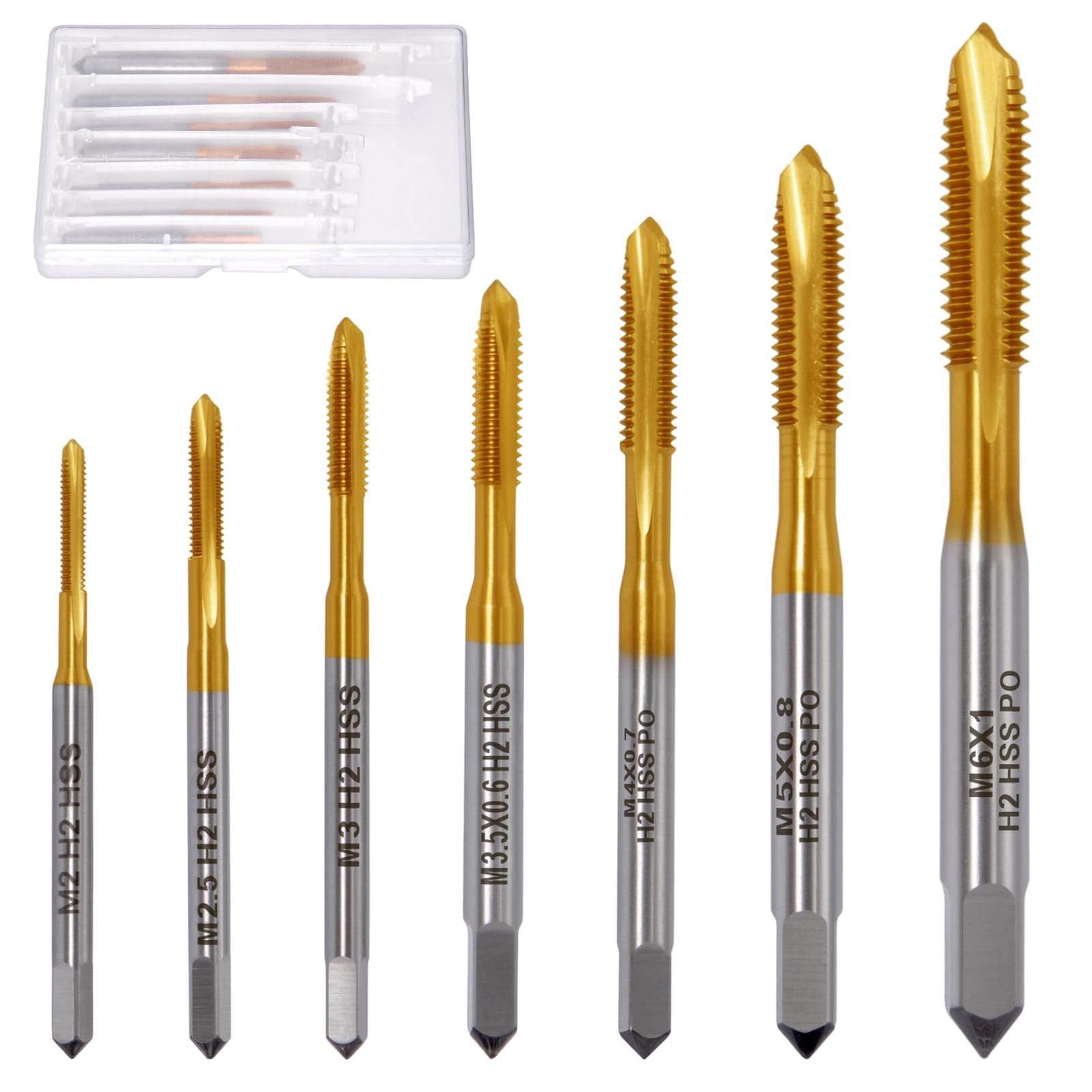 7PCS Micro Taps Bits Mini Machine Screw Drill Tap Set Metric Thread Screws Pl...