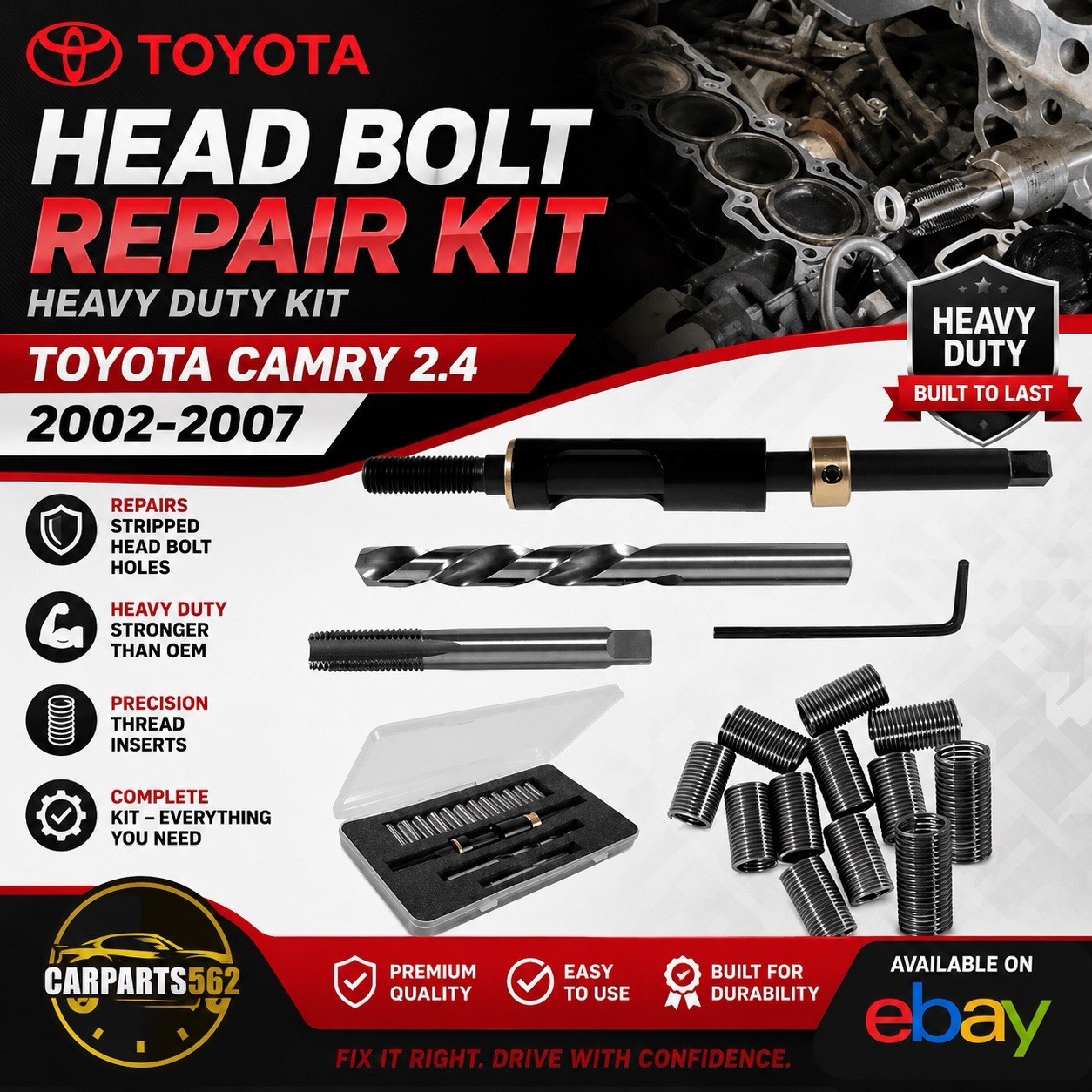 M11X1.5 TOYOTA INSERTS  2.4 2AZFE / 2.0 1AZFE CAMRY HEAD BOLT THREAD REPAIR KIT