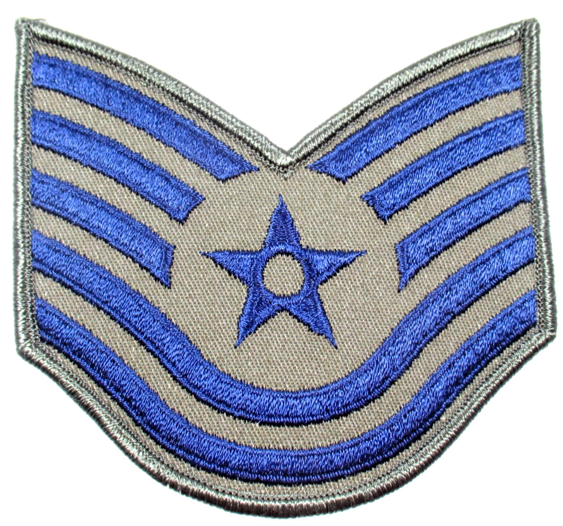 USAF Technical Sergeant Rank Patch Vintage Subdued Embroidered Sew On
