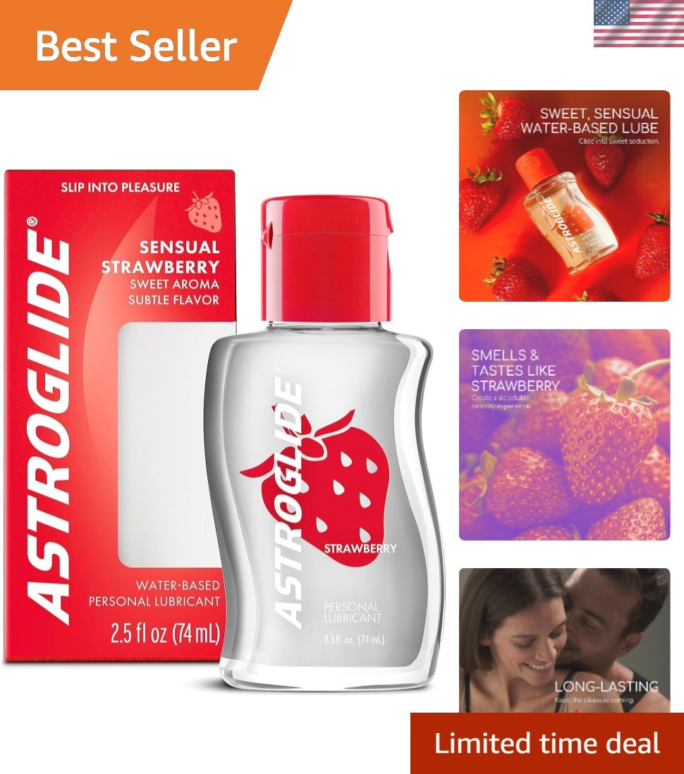 Non-Greasy Strawberry Flavor 2.5oz Water-Based Lubricant for Intimate Moments