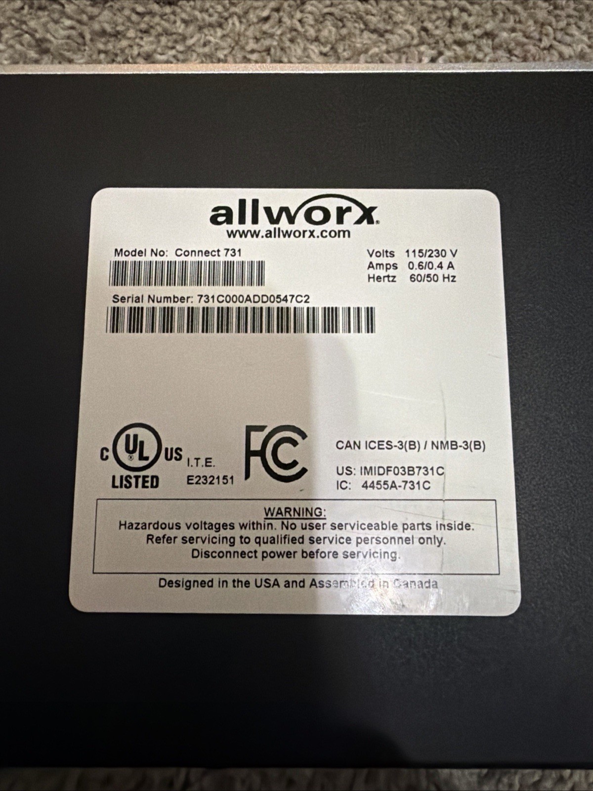Allworx Connect 731 8200104 VoIP Communication System