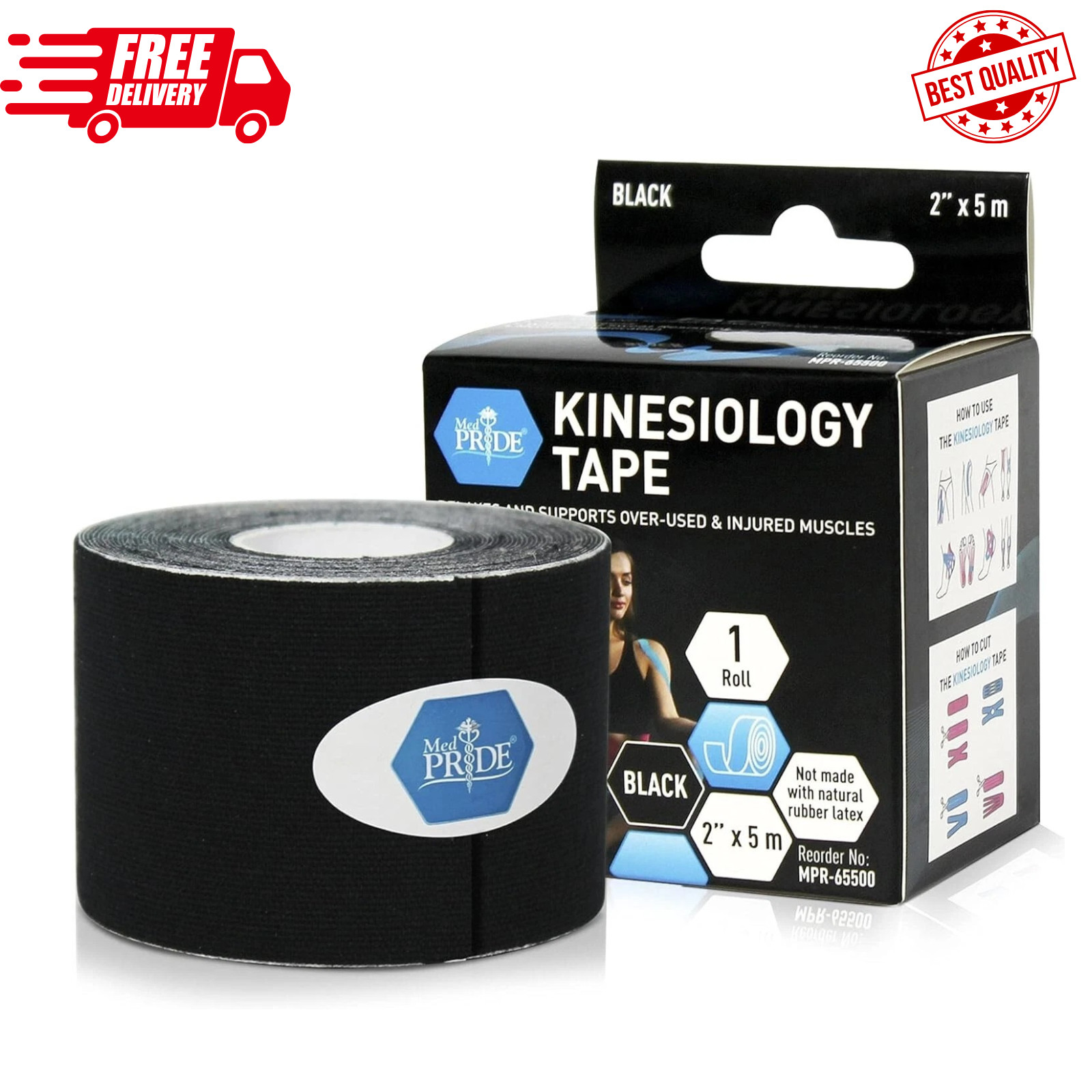 KT Tape Roll Cotton Kinesiology Therapeutic Elastic Sports Roll 2” x 16.4 Feet.