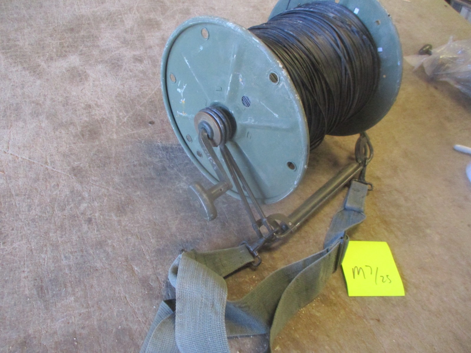 Mostly Full WD1A Commo Wire (.5km) on DR-8-B Commo Spool, RL-39-A Winder, Strap