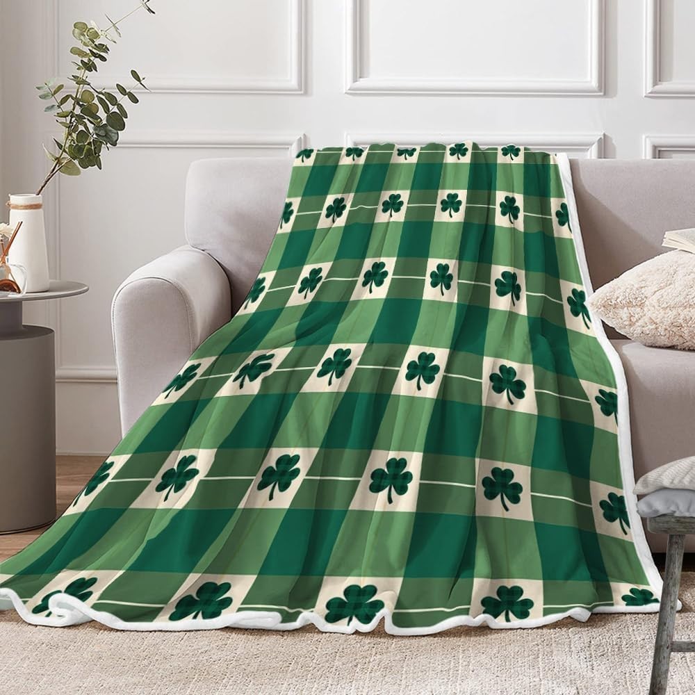 Lucky Green Irish Plush Blanket US Soft Cozy Warm Throw