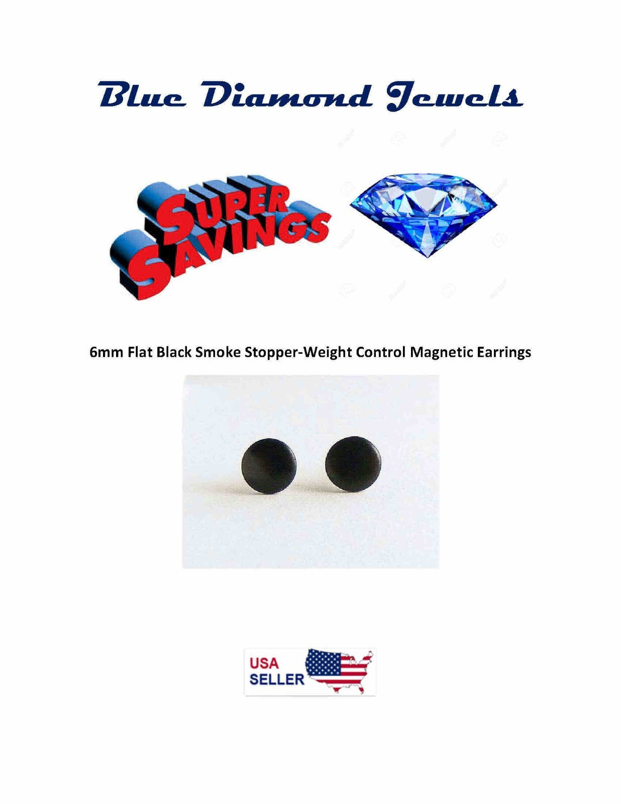 1pr Smoke Stopper-Weight Control 6mm Flat Black Acrylic Disk Magnets USA SELLER
