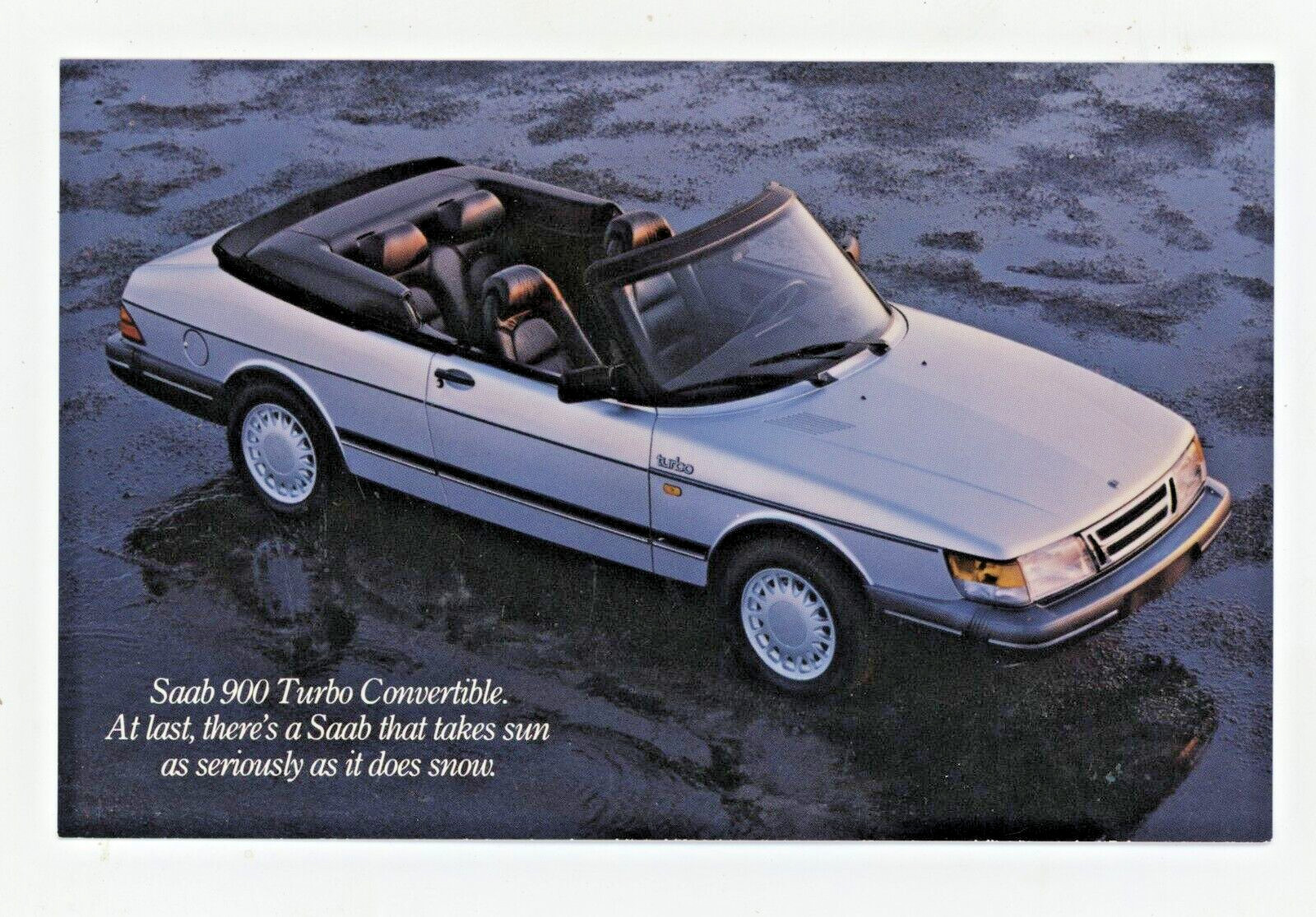 Vintage Postcard Automobile SAAB 900 Turbo Convertible 1987 Chrome Unposted NOS