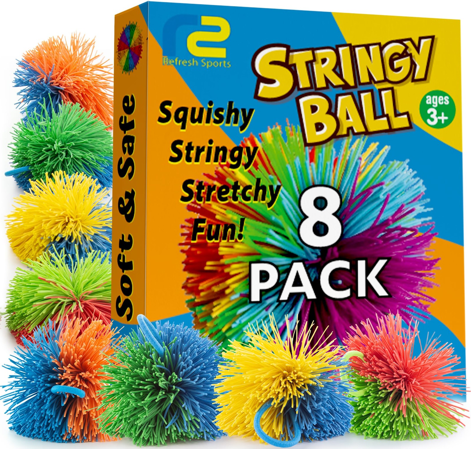 Easter Basket Stuffers - Stringy Balls & Sensory Toys 8 Pack - Easter Egg Fil...