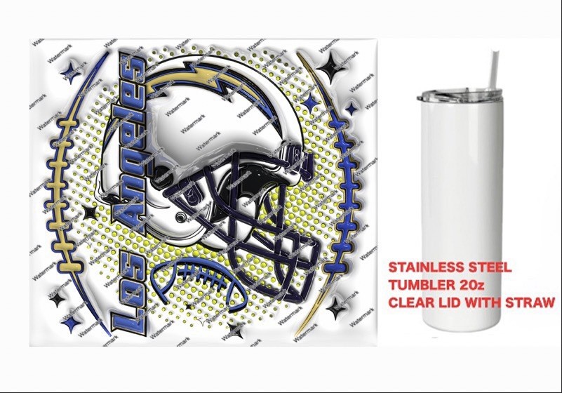CHARGERS  -  PUFFY 3D NFL HELMET Tumbler 20 oz Stainless Steel