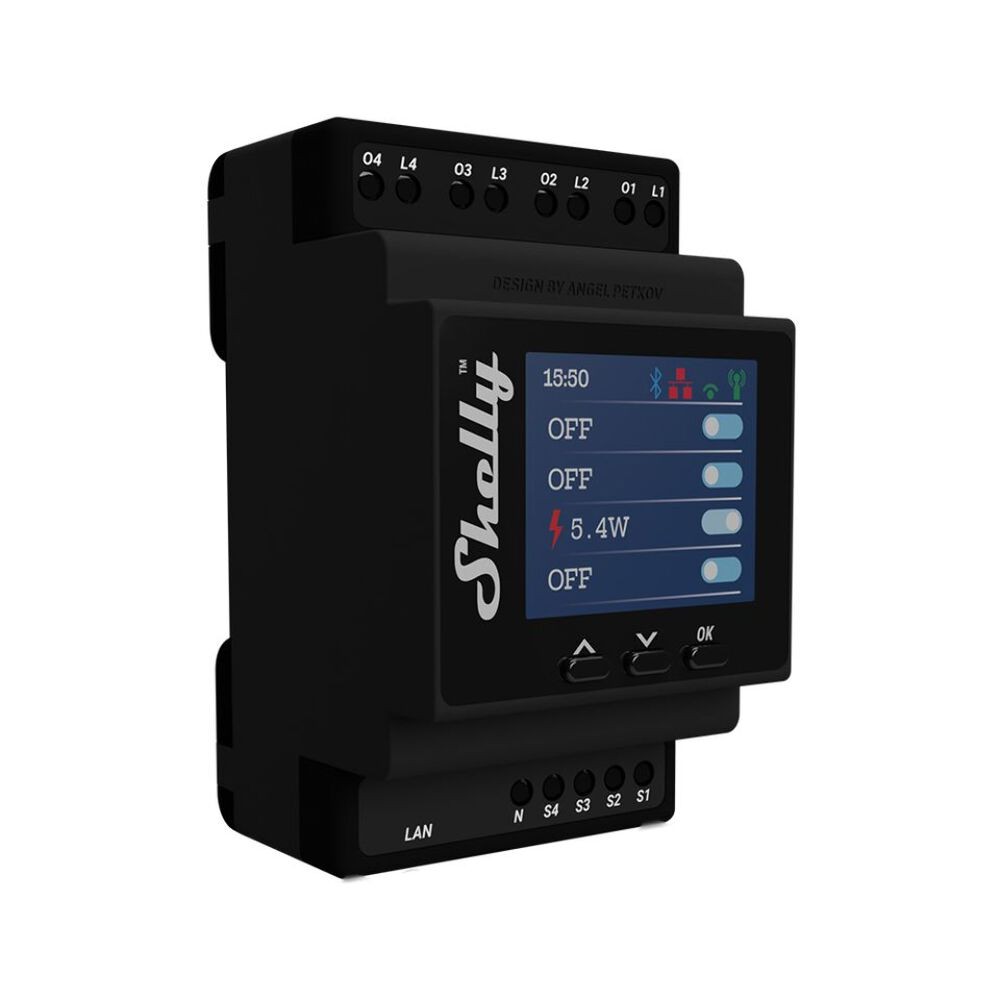 Shelly Pro 4 PM. 40A DIN Rail 4-channels smart relay w/power metering (Open Box)