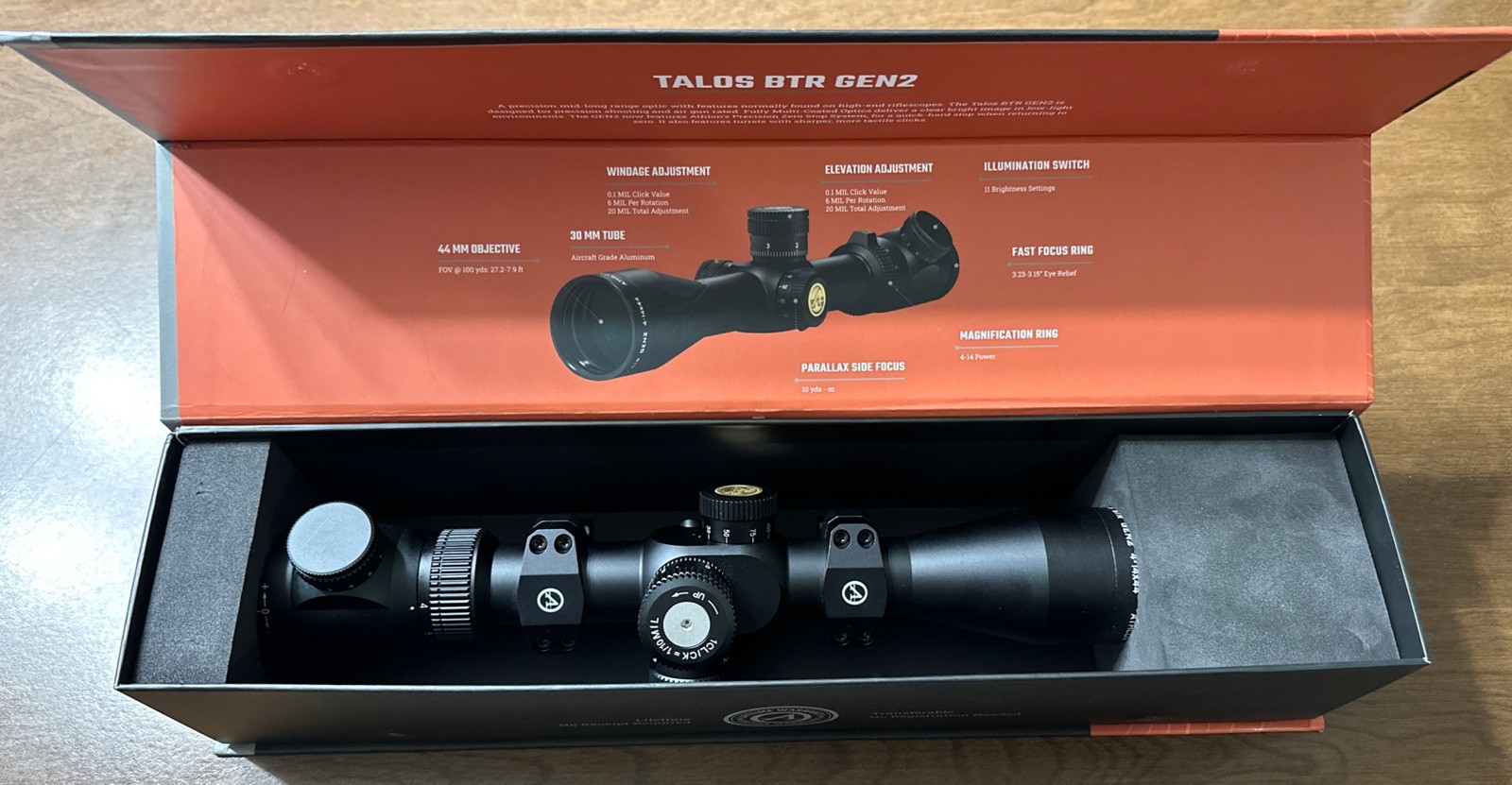 Athlon Talos BTR Gen2 4-14x44 DD SF 30mm FFP APLR2 FFP IR-MIL Riflescope 215029