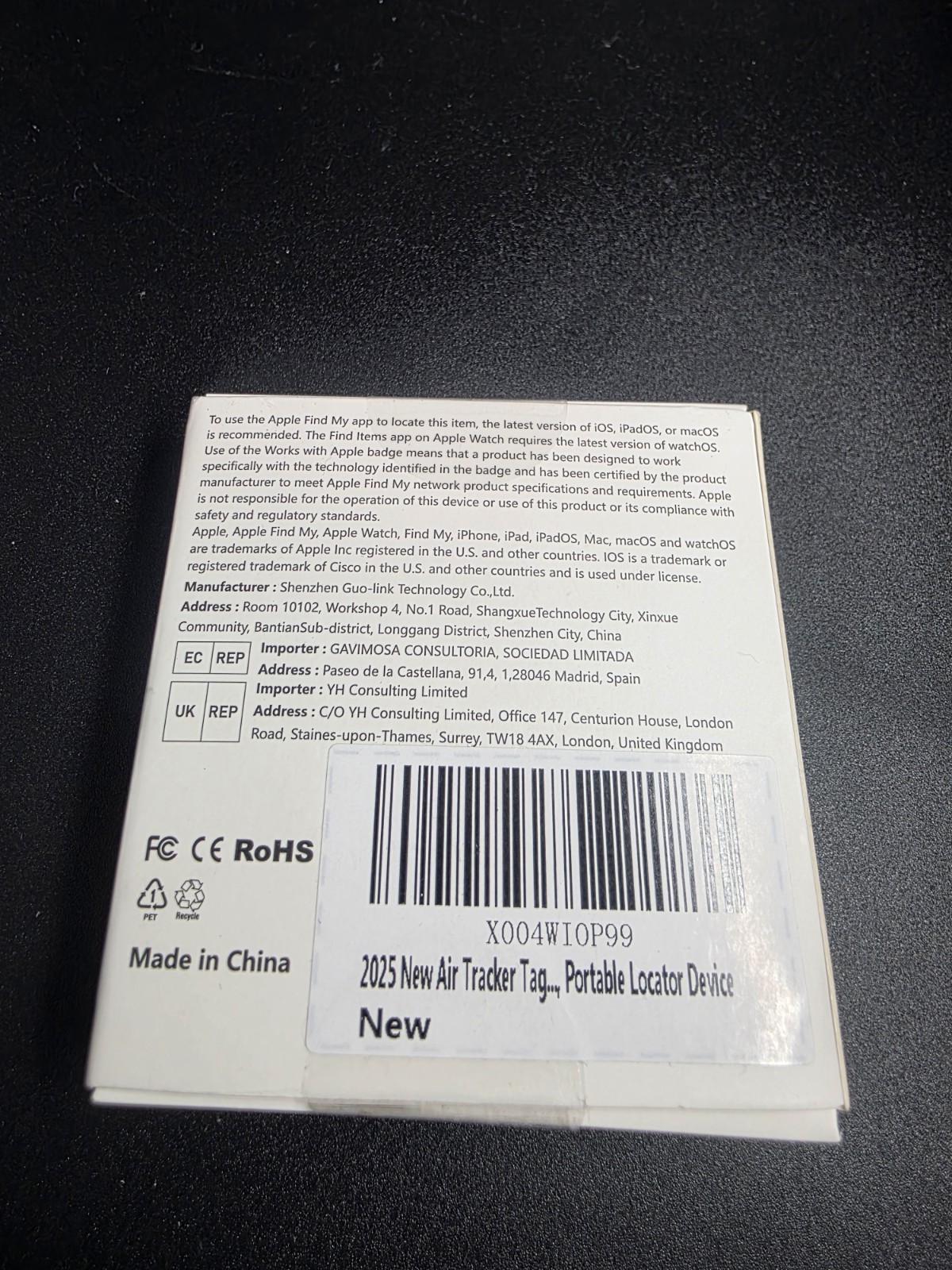 New Air Tracker Tag- 1 Pack Compatible with Find My (iOS Only) Black