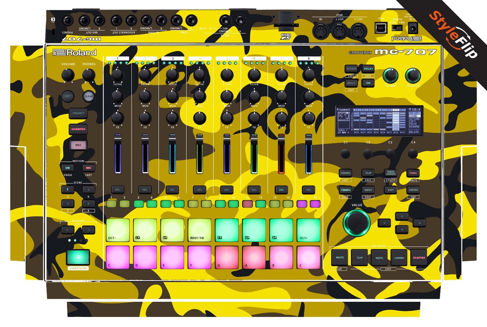 Roland MC-707 Groovebox | Color Red | Protective Decal | StyleFlip Skins