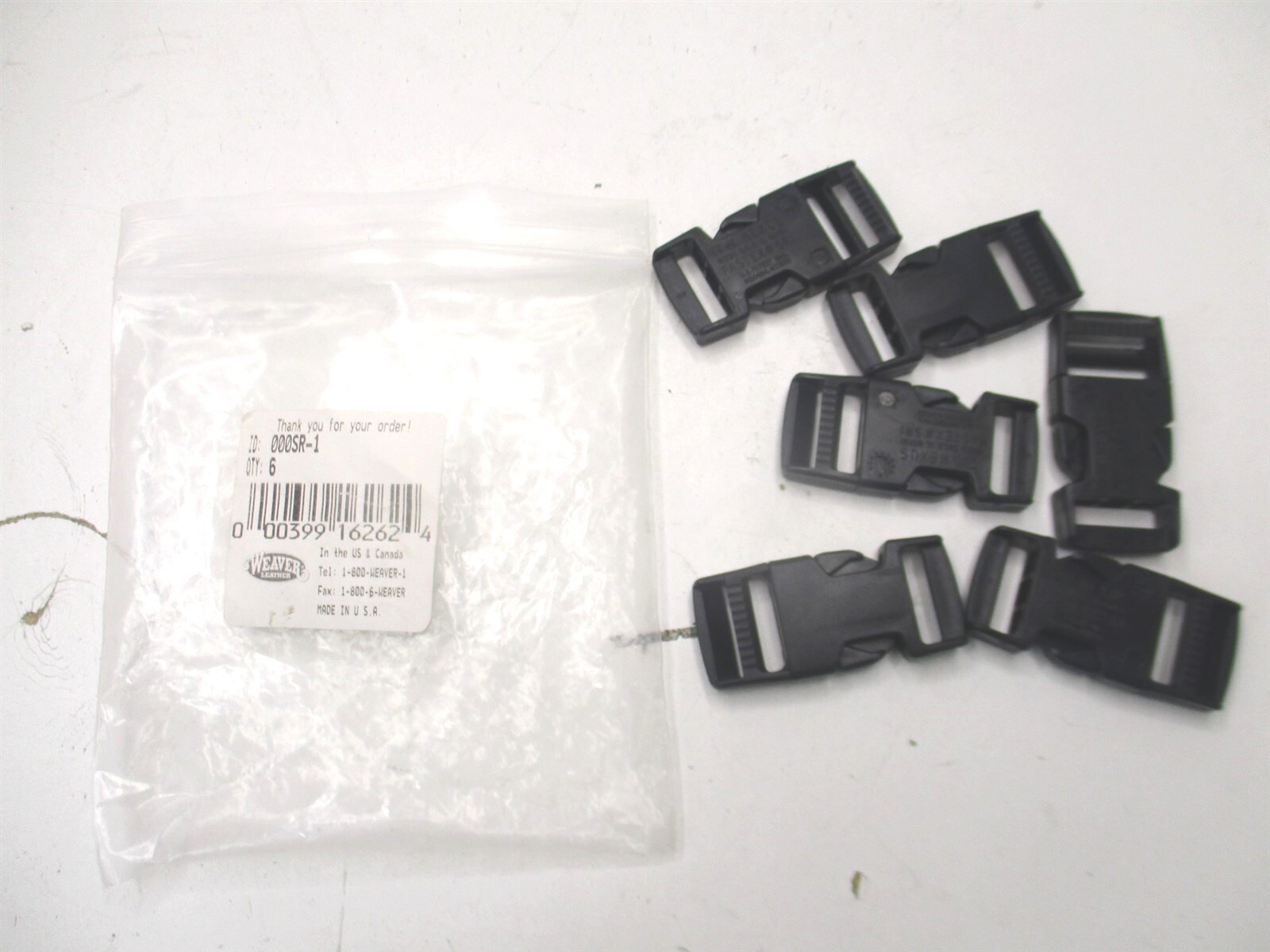 Weaver (000SR-1) 1" Black Plastic SR Side Release Buckle - Pack of 6