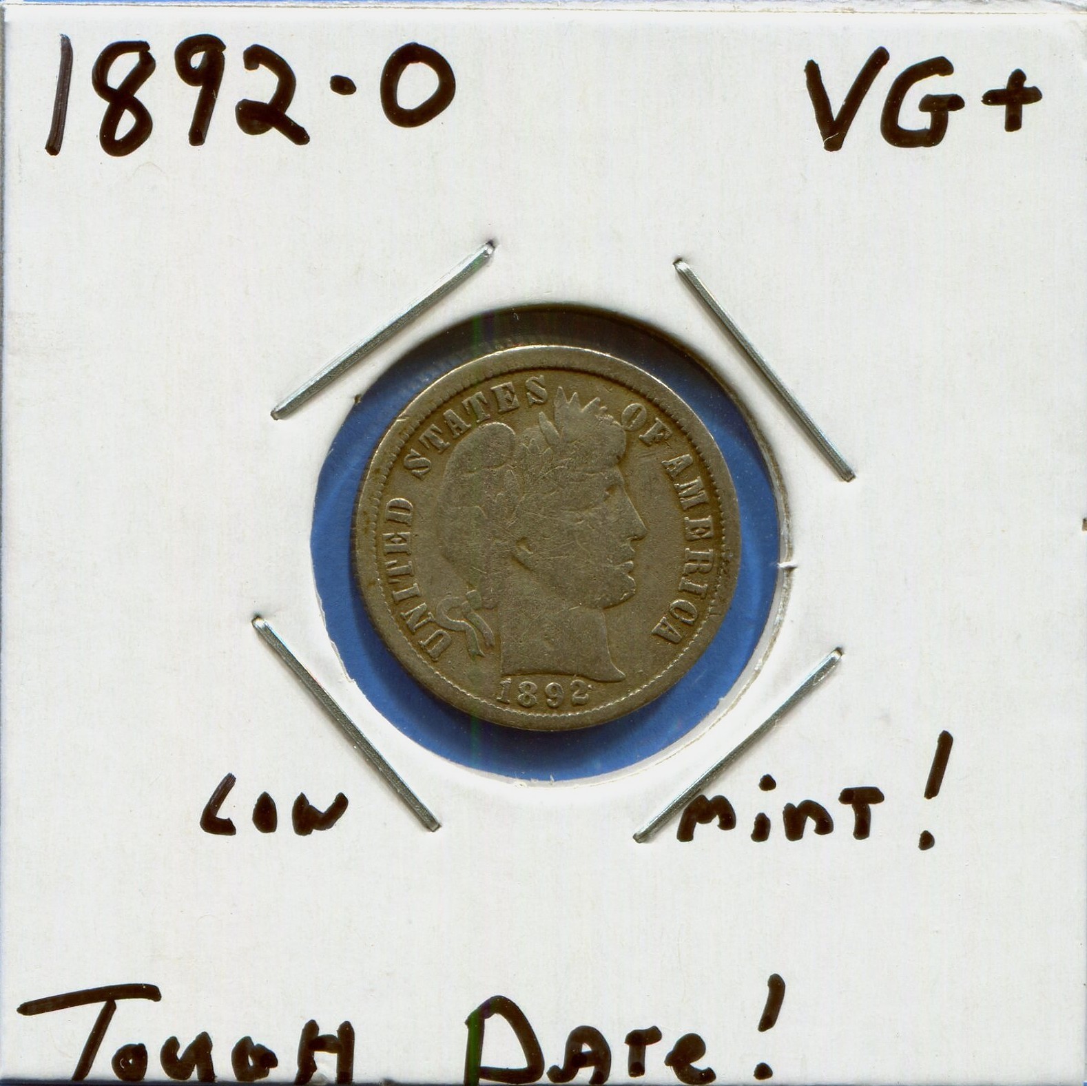 W@W 1892-o  Barber Dime, ( Better Date!! ) VG+ !!!!!!!!!!