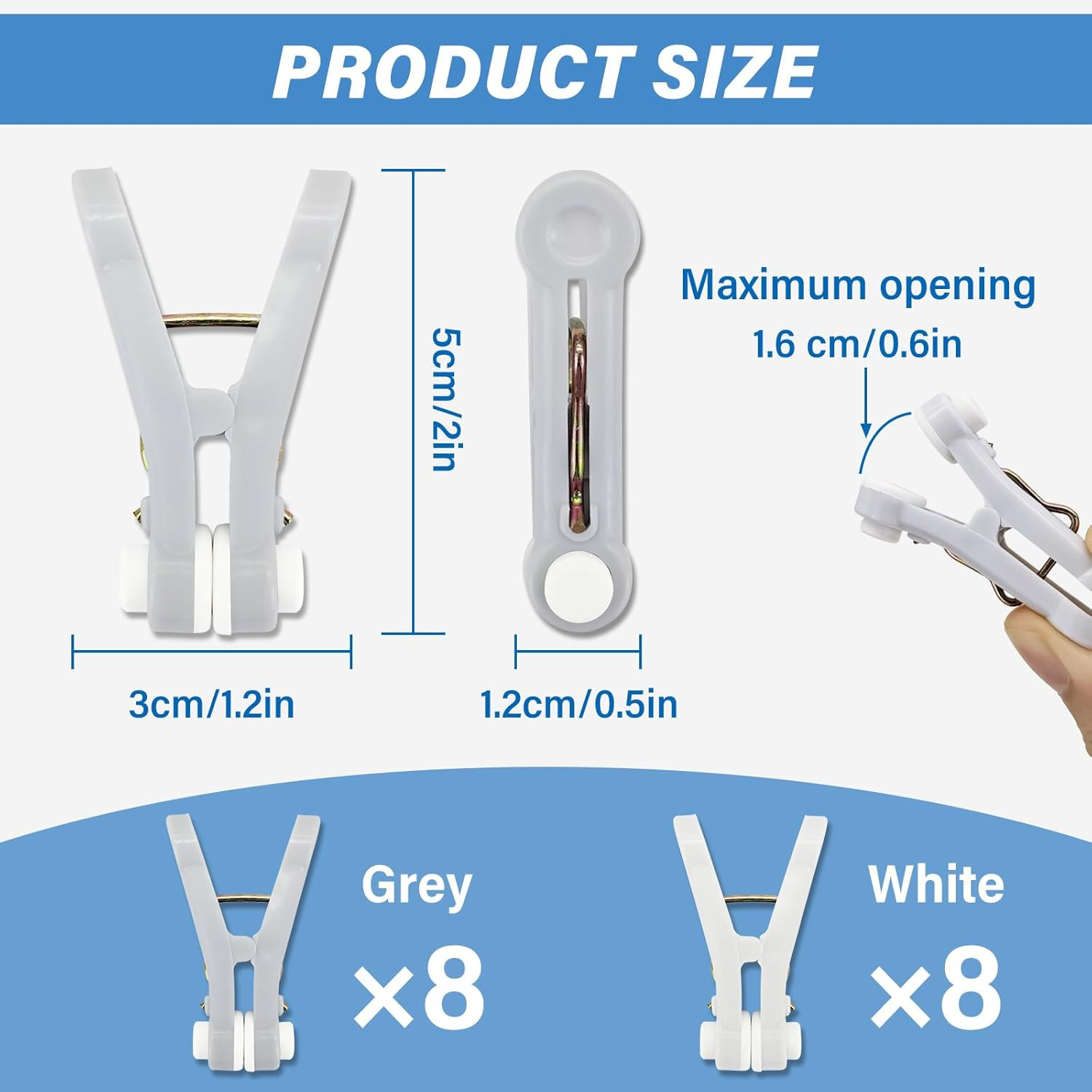 Clothes Pins, Plastic Laundry Clips Non-Slip Clothes Clips with Strong Clamping