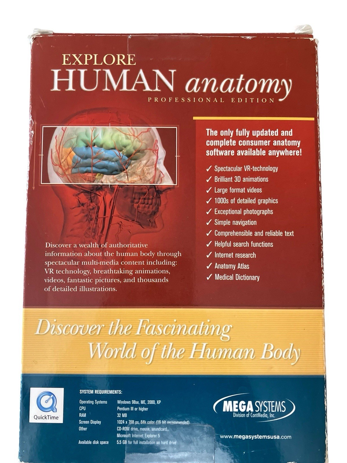 Explore Human Anatomy Professional Edition PC CD-ROM Missing 1 Medical Dict Disc