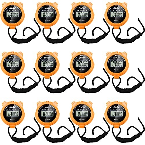 Pack of 12 Orange Multi Function Digital Stopwatch Timers