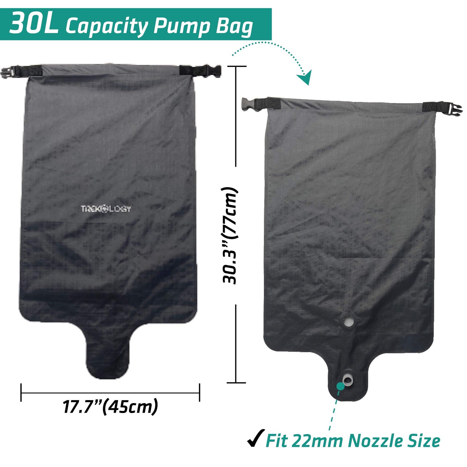 30L Pump Sack Roll Top Compression Pump Bag - Fit for UL Sleeping Mats - Quic...