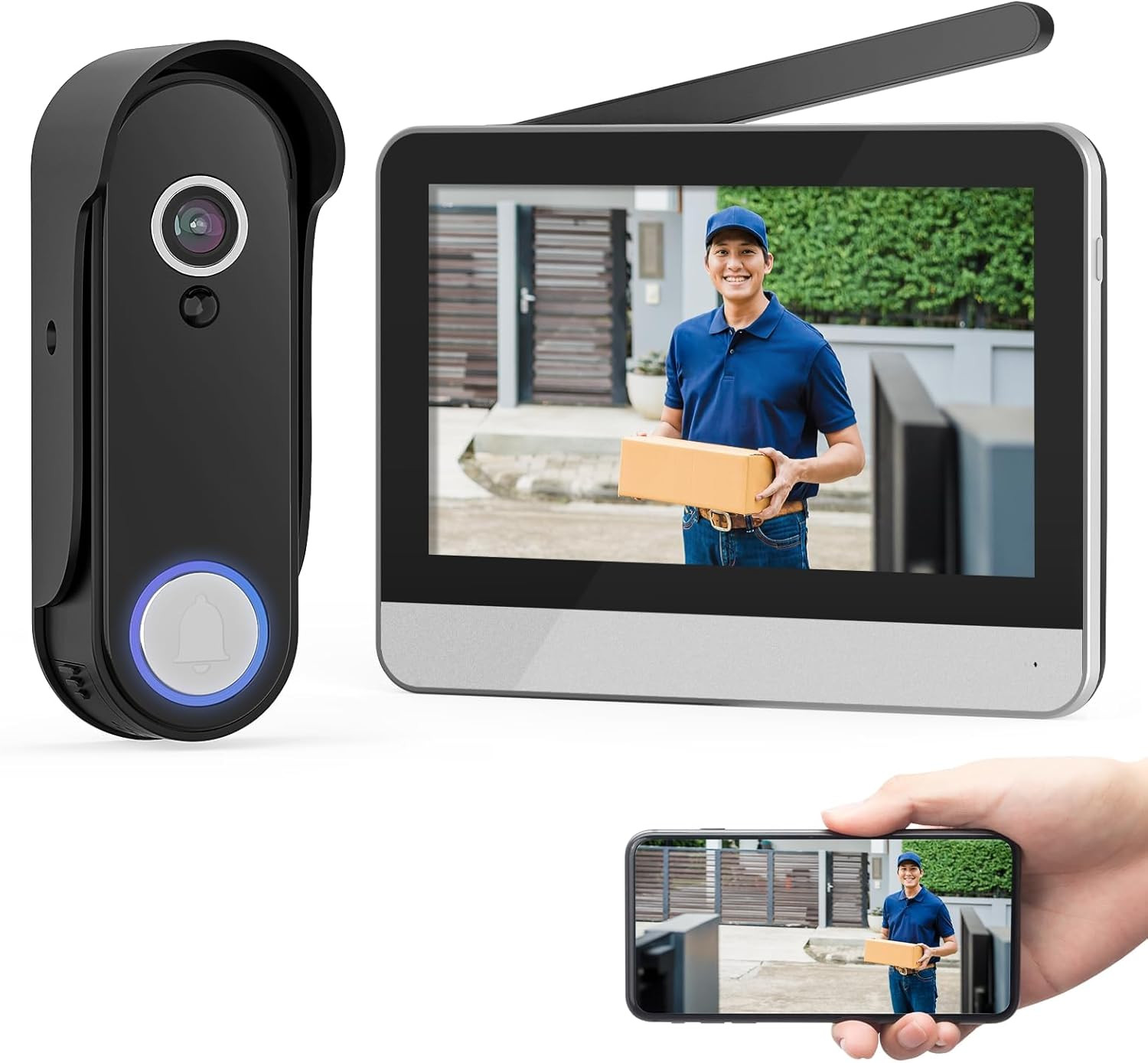 Videotimbre Inalambrico Inteligente Pantalla Touch 7 Camara 1080p Alerta Local