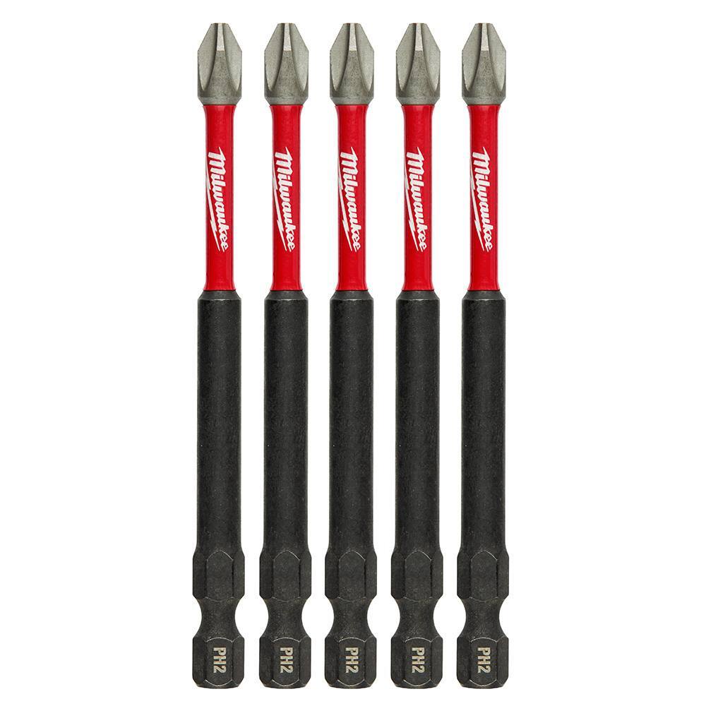Milwaukee 48-32-4564 SHOCKWAVE™ Impact Duty™ 3-1/2" PH2 Phillips Bits, 5-Pk