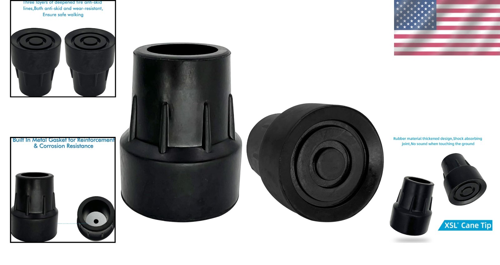 Skid-Resistant Cane Tips 1 inch, Pack of 2 – Durable & Safe Replacement