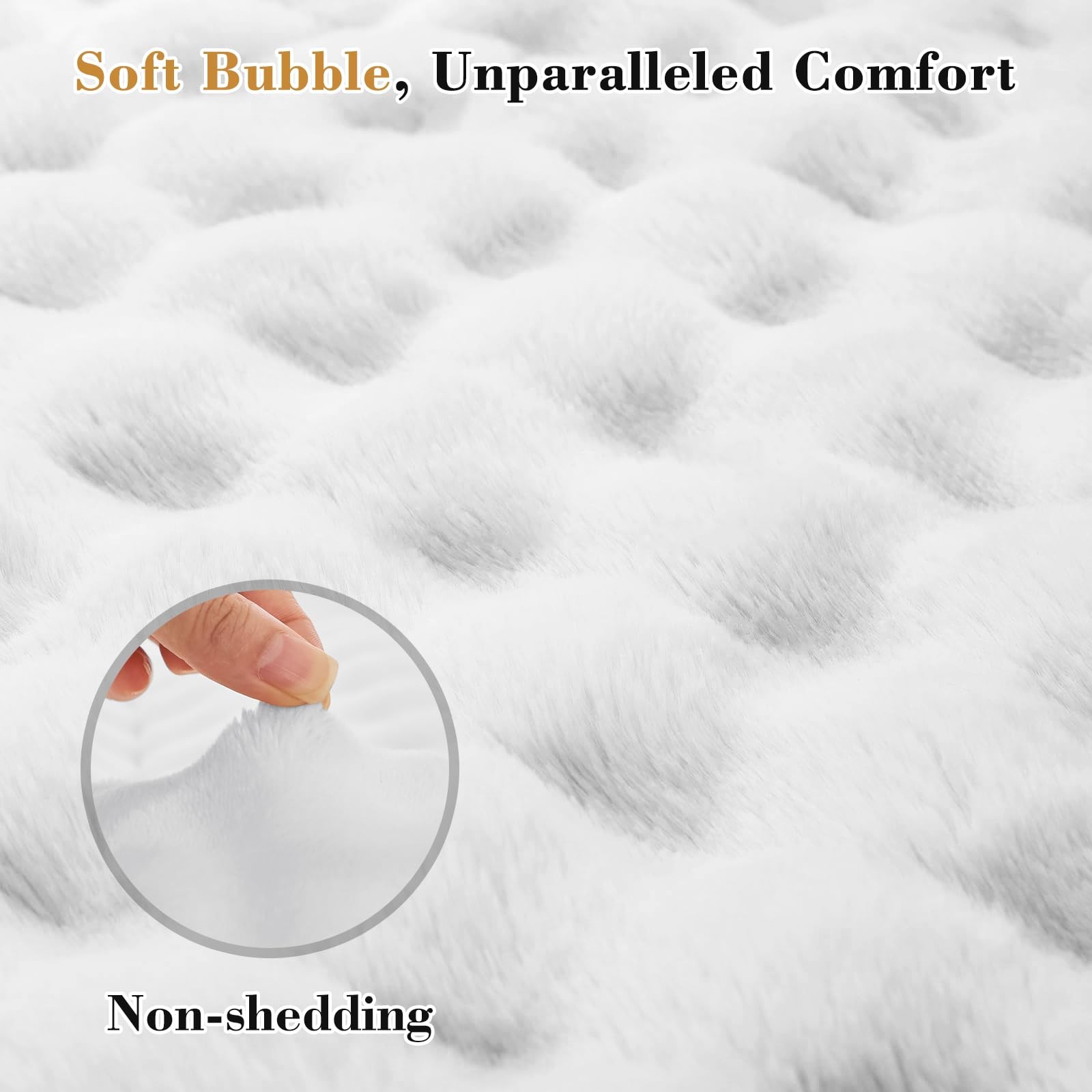 Cymula Queen Mattress Topper Fleece Bubble Pillow Top Queen, White