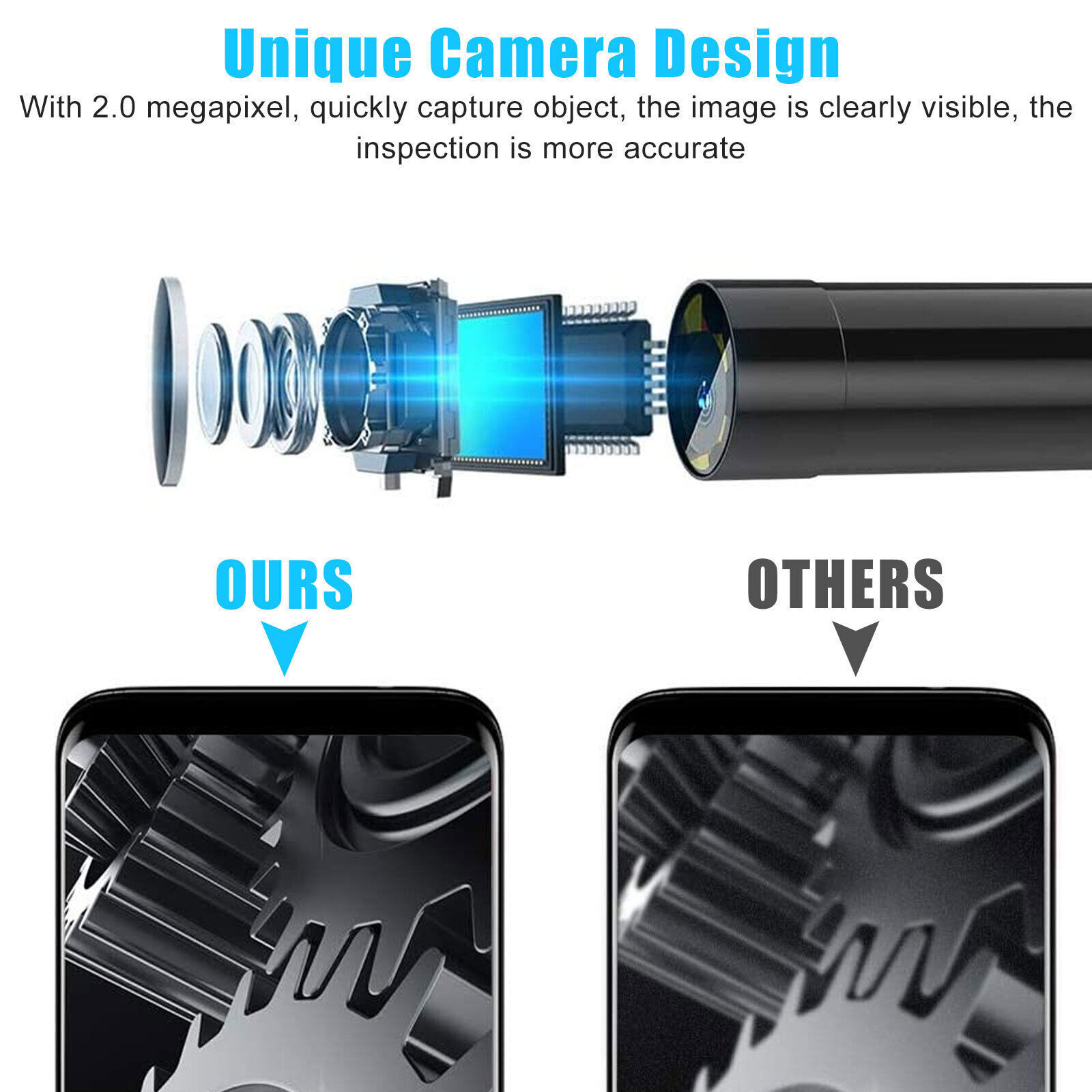 7mm HD Snake Endoscope Borescope Inspection Camera for USB Type C Android PC
