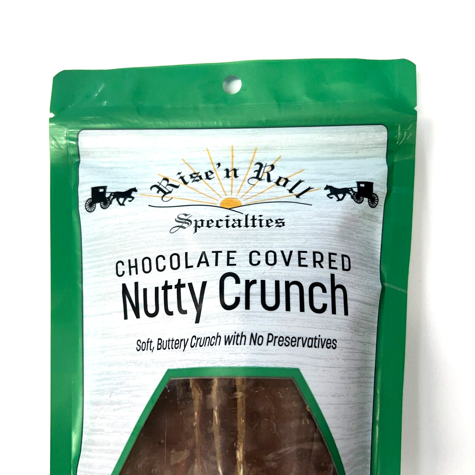 4 Pack Rise'n Roll Amish Bakery Chocolate Covered Nutty Crunch 8oz Bag Indiana