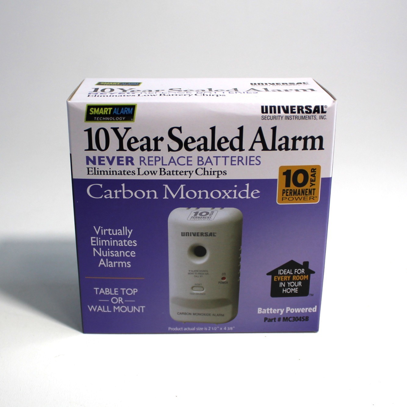USI Carbon Monoxide 10yr. Tamper Proof Sealed Battery Smart Alarm Part MC304SB