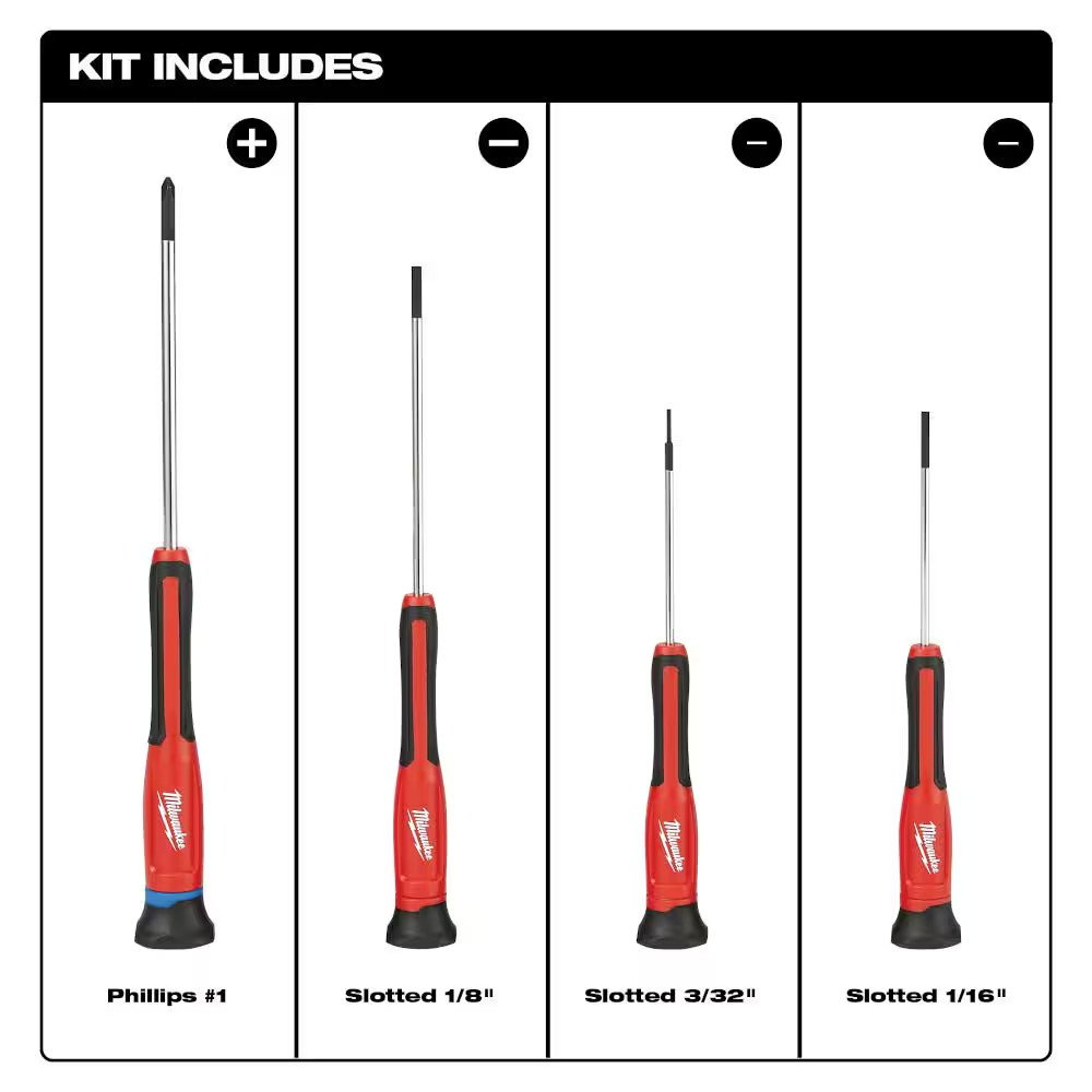 Precision Phillips/Slotted Flat Head Combination Screwdriver Set (4-Piece)