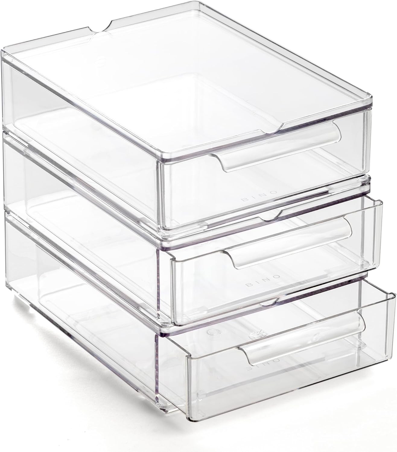 | Clear Stackable Storage Drawers Small - 3 Pack | Clear Storage Drawers with