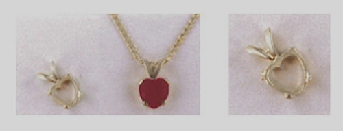 Sterling Silver Heart Cabochon Pre-Notched Pendant Setting (5x5 to 8x8mm)