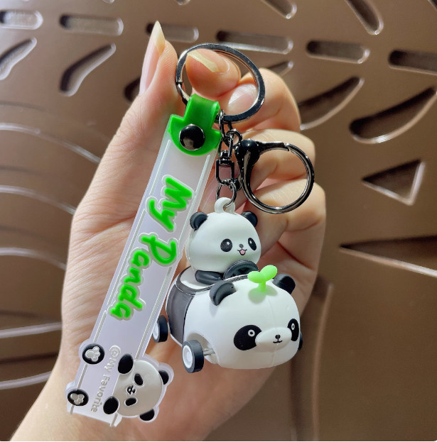 New  Panda car 3D PVC Bags Hanger Pendant Keychains Key Rings