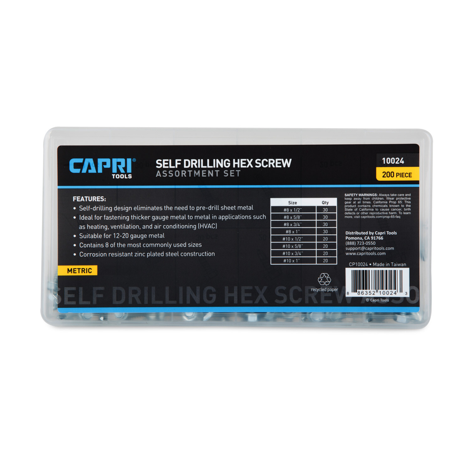 Capri Tools 200-Piece Self Taping Hex Screw Assortment