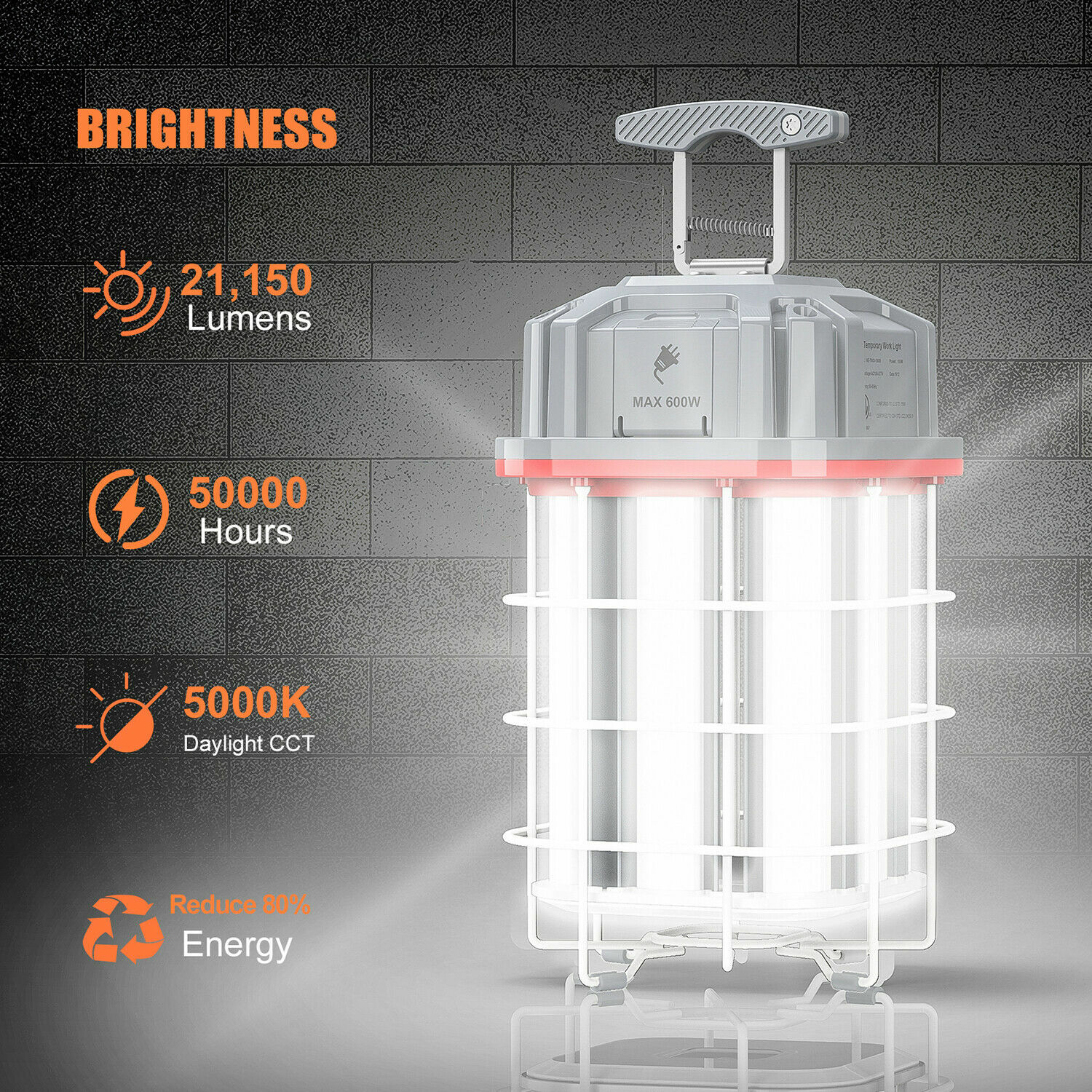150W LED Temporary Work Light 21500LM Construction Linkable Building JobSite ETL