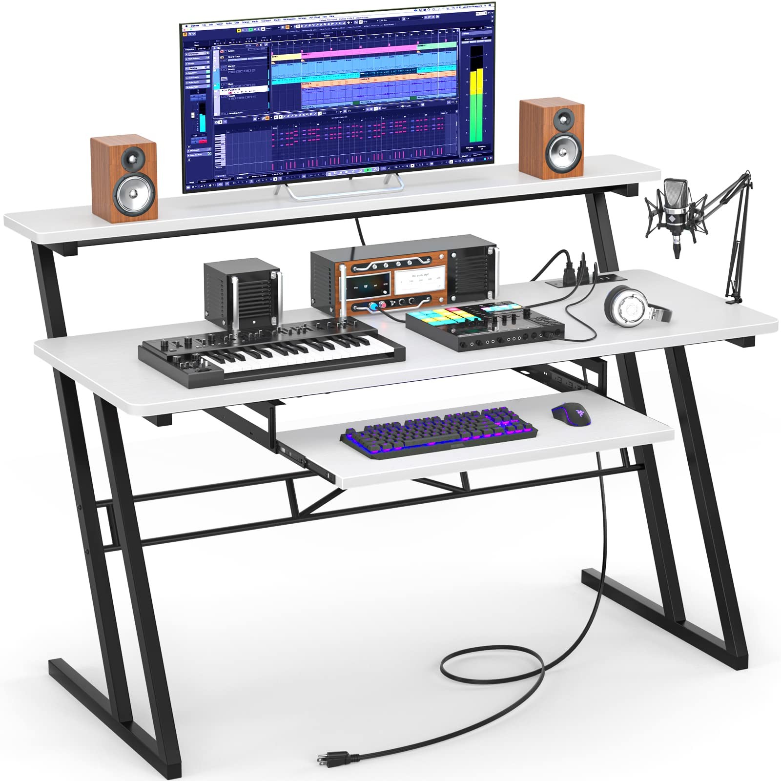 Armocity 47'' Music Studio Desk with Power Outlet, Studio Desk for Music Product