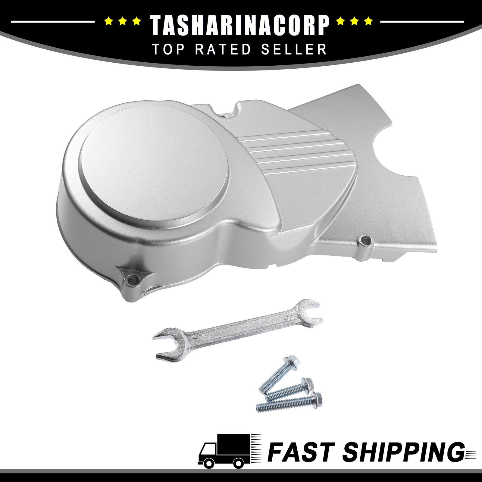 Piece of 1 Left Engine Stator Cover fit for 50cc 70cc 90cc Dirt Bike Silver Tone