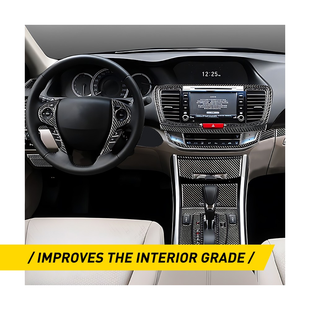 31Pcs Carbon Fiber Front Full Interior Kit Cover Trim For 2013-2017 Honda Accord